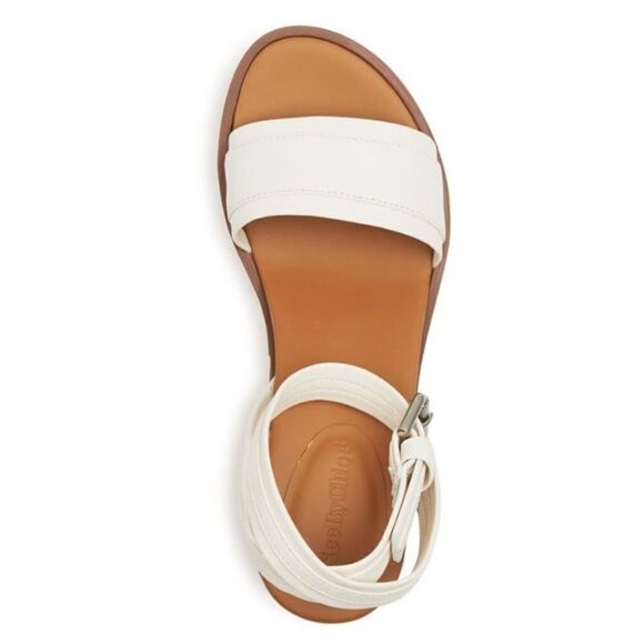 Revolve SEE BY CHLOE White 1" Platform Robin Round Toe Wedge Leather Sandals 39 - Picture 2 of 12